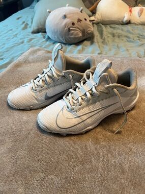 Nike Kids White and Light Gray Low-Top cleats